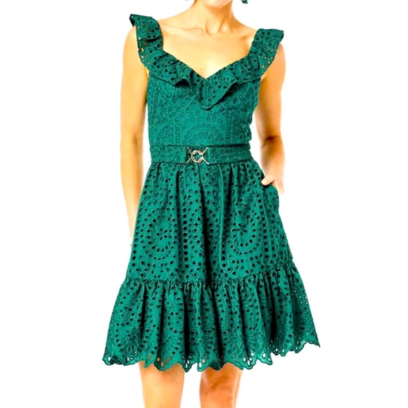 Women's Lexalyn Eyelet Dress in Hosta Green Moroccan Eyelet